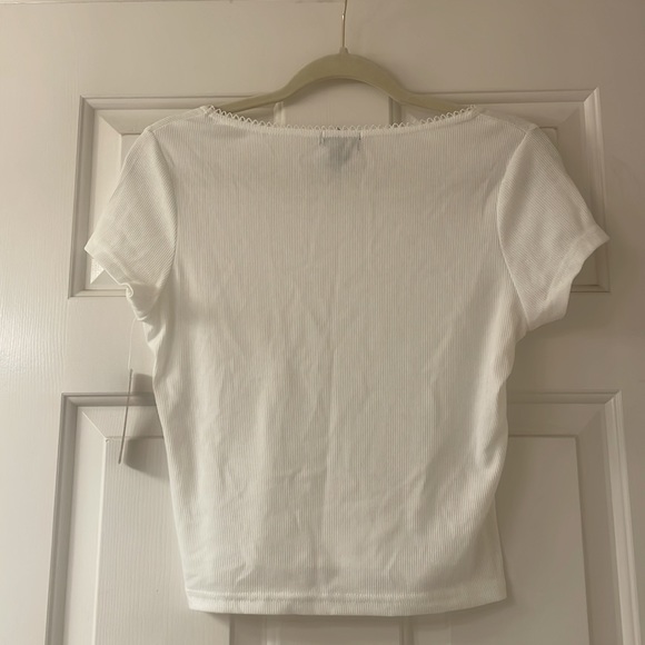 White Ribbed Top - Picture 2 of 5